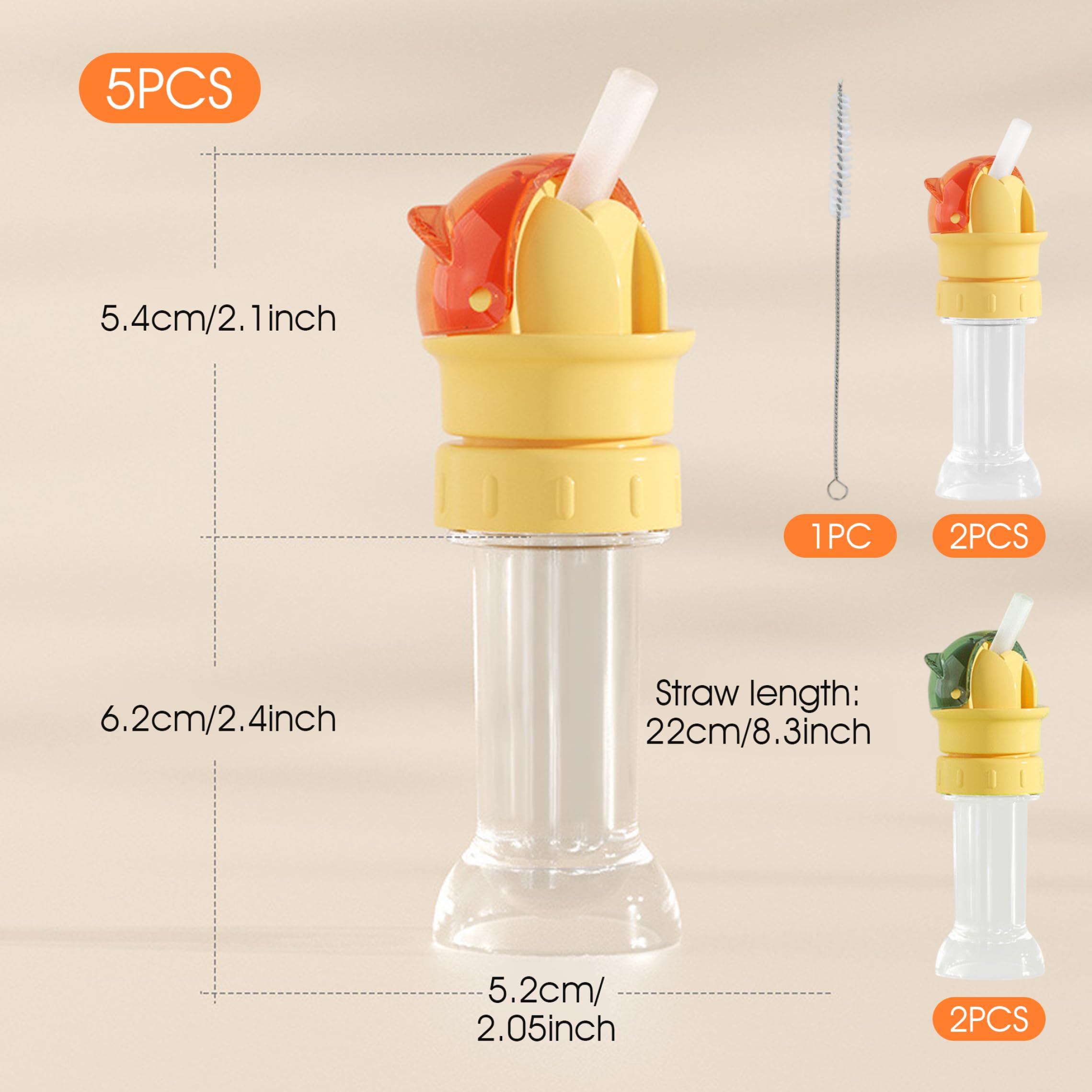 Beccucci per Bottiglie in Silicone, 4 cannucce Anti-soffocamento per Bambini Adattatore per beccuccio per Acqua con spazzole per la Pulizia, cannucce per Bambini