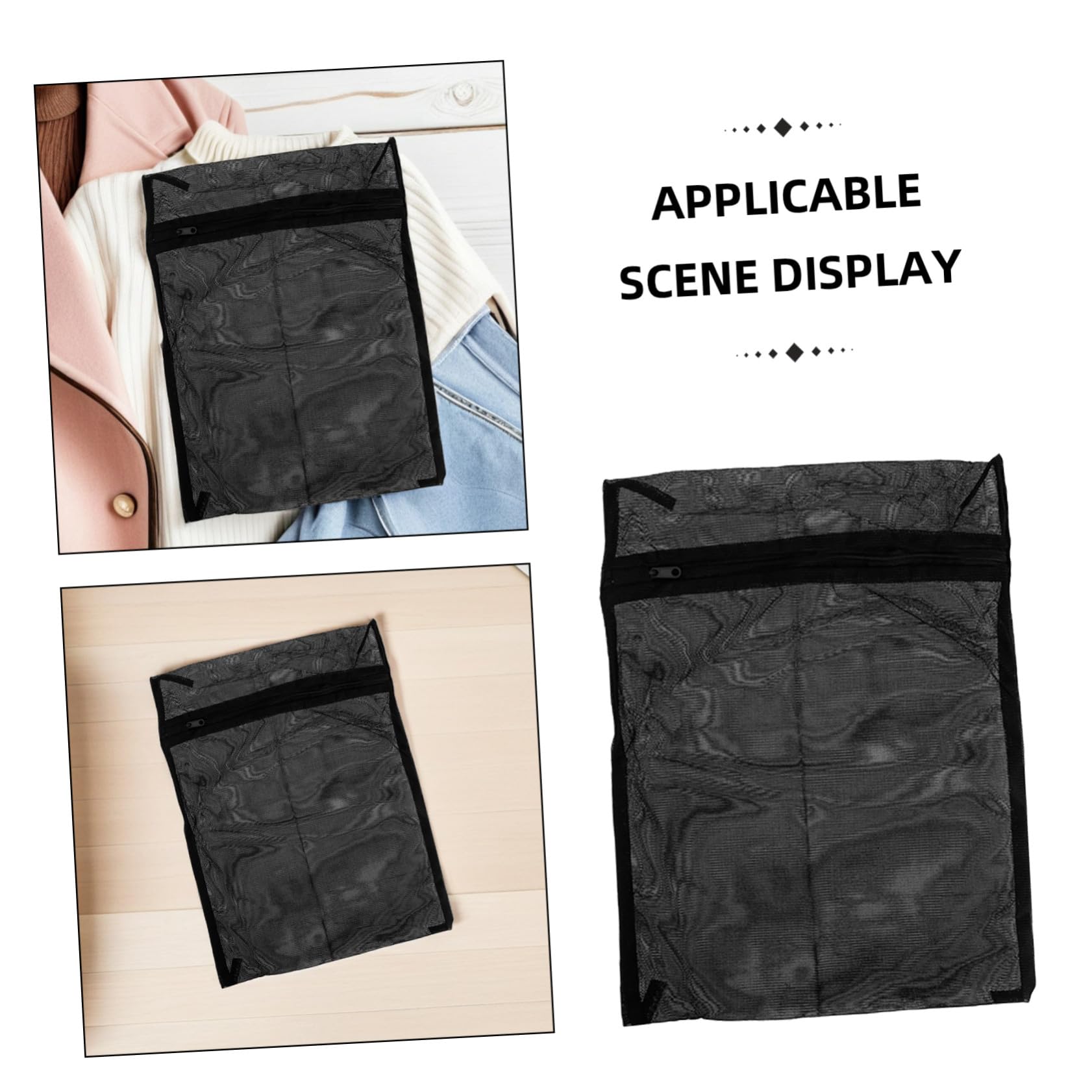 BESPORTBLE 8 Sacchetti per Bucato in Rete Nera 30X40 CM Borsa per Lavaggio Delicati in Poliestere Traspirante Zip Organizer per Indumenti Intimi e Calzini Protezione Anti-Groviglio per