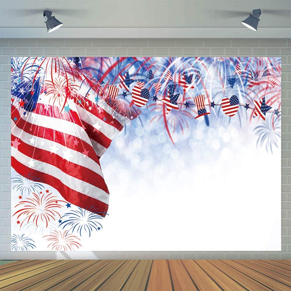 CYLYH 8X6ft American Flag Backdrop Veterans Day Backdrop 4th of July Party Independence Day Background Banner D528