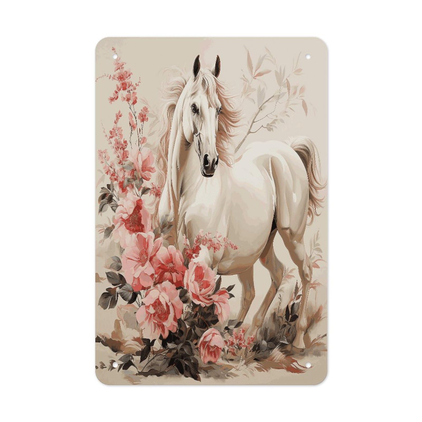 Btcowzrv Style Horse Image Metal Tin Sign Wall Decor Hanging Plaque