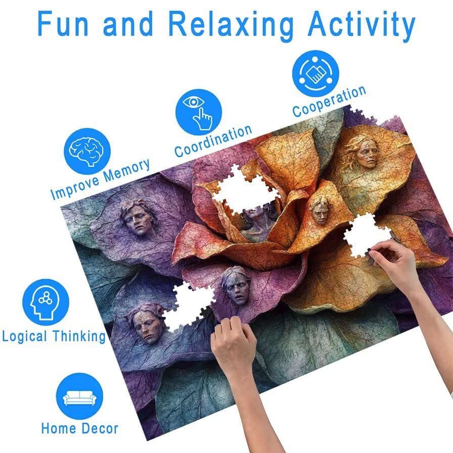 Puzzle 2000 sztuk abstrakcyjne, drewniane puzzle ludzie dla dorosłych, rozmiar: 100 x 70 cm, puzzle 2000 sztuk dla dorosłych, rodzinne gry edukacyjne, puzzle pomysł na prezent dla kobiet, wystrój domu