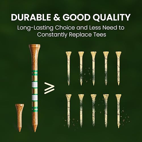 Miniatura 4 de Amy Sport Camisetas de golf de madera de abedul occidental, paquete de 100 unidades, 80 camisetas de 2 34 o 3 14 pulgadas con 20 camisetas cortas de