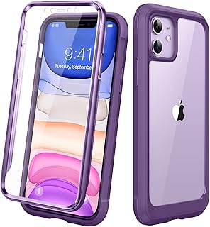 Diaclara iPhone 11 Case, 360° Full Body with Built-in Screen Protector Touch Sensitive, Shockproof Soft TPU Bumper Phone Case Clear Designed for iPhone 11 6.1" - Purple