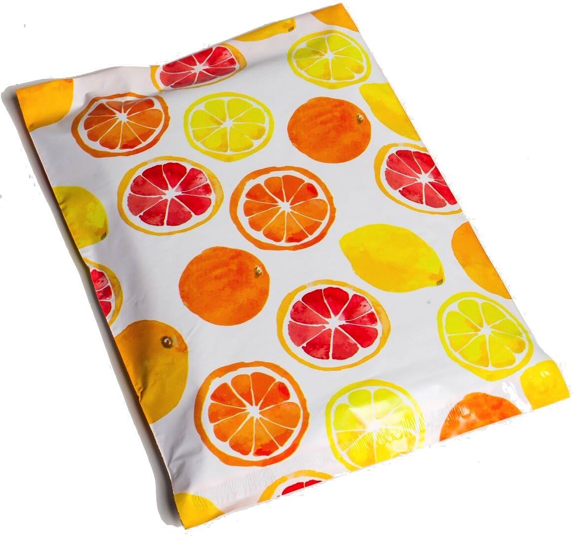 Poly Mailers Citrus Designer Mailers Shipping Envelopes Yellow & Orange Boutique Custom Bags #SmileMail (100 10x13)