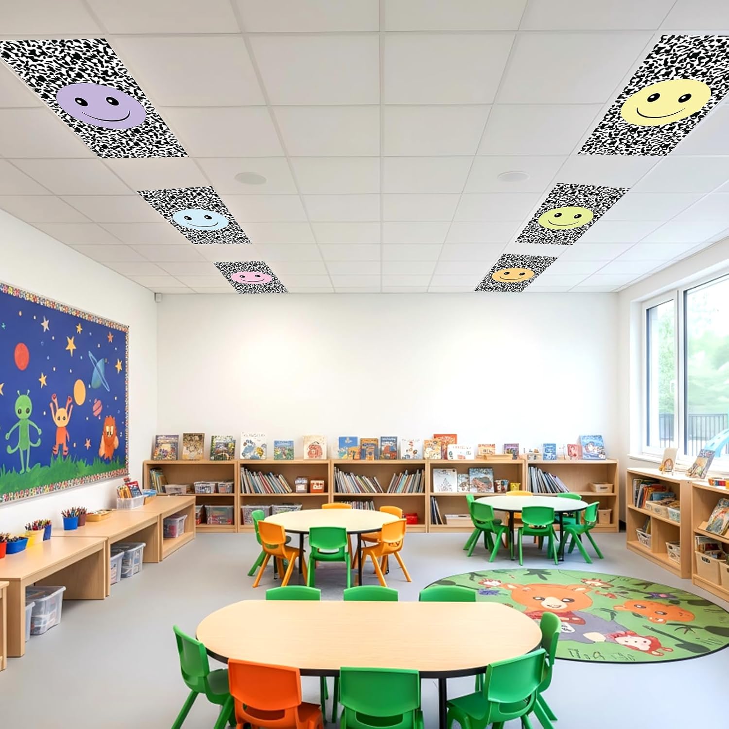 Wiooffen 6 Pcs Fluorescent Light Covers with 60 Magnets Decorative for Classroom Ceiling Lights 4 x 2 Feet Magnetic Light Cover Filter Easy Install for Office Hospital Home Ceiling Supplies (Pastel)