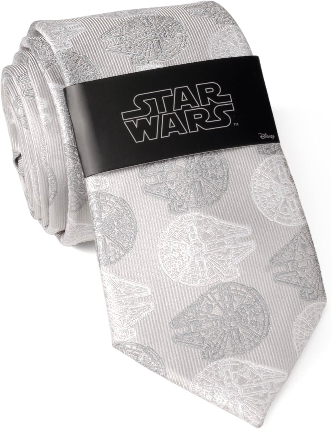 Cufflinks Inc. Star Wars Millennium Falcon Gray Silk Tie for Adults Men, Han Solo Ship Patterned Necktie, Officially Licensed by Lucasfilm LTD