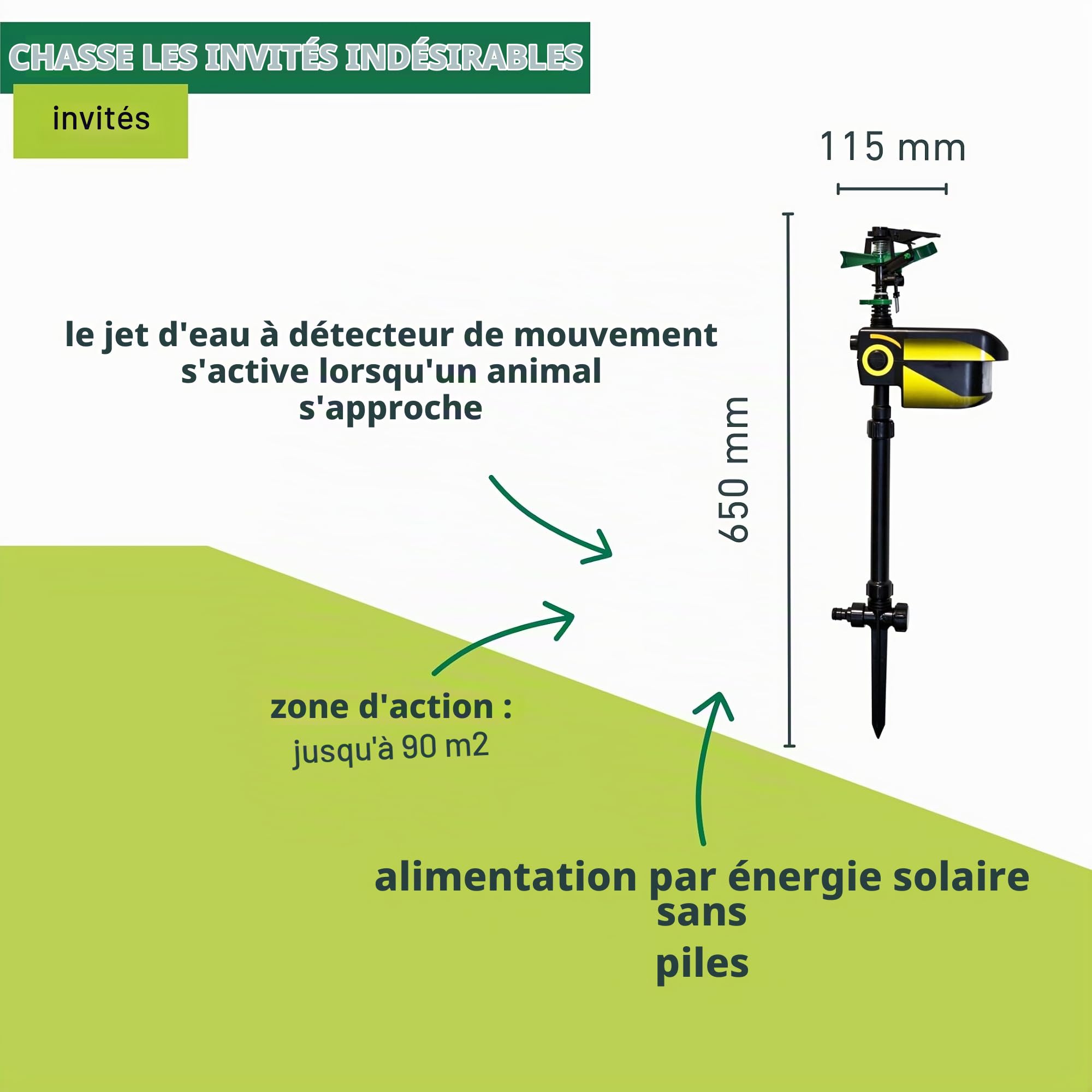 Windhager Répulsif pour Animaux Water Guard Solar, Anti-Animaux, Répulsif d'animaux avec Détecteur de Mouvement, Noir, jusqu'à 120 m², 05046