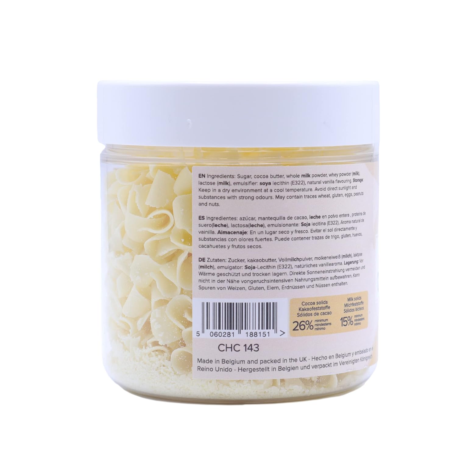 PME Belgian White Chocolate Curls for Decorating Cake Muffin Cupcake Dessert 85g