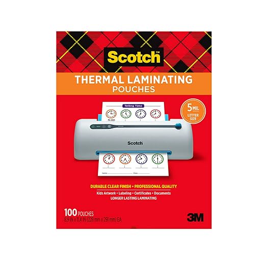 Scotch TP5854-100 Wallet Size Thermal Pouches, TP5904-20, 20-Pack