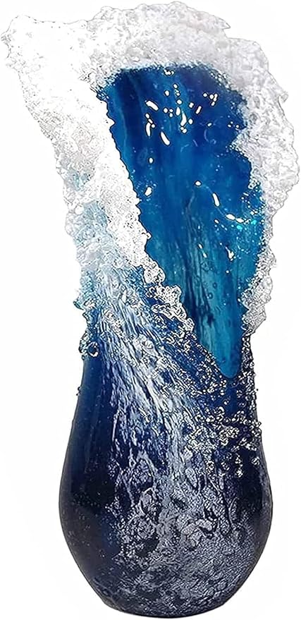 Amazon 花瓶 面白い装飾品 波状の花瓶樹脂デスクトップフラワーポットクリエイティブ樹脂オーシャンウェーブ装飾品ホームフューズドクリスタルデスクトップ装飾手作り工芸品 花器 インテリアボウル オンライン通販