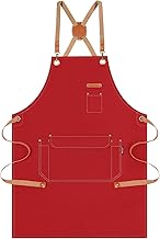 Genixart Chef Apron for Men Women with Pockets - Cross Back Kitchen Apron for Cooking, Baking, BBQ, Art Painting - Cotton Canvas Work Aprons for Gardening, Restaurant, Cafe, Bar, Shop