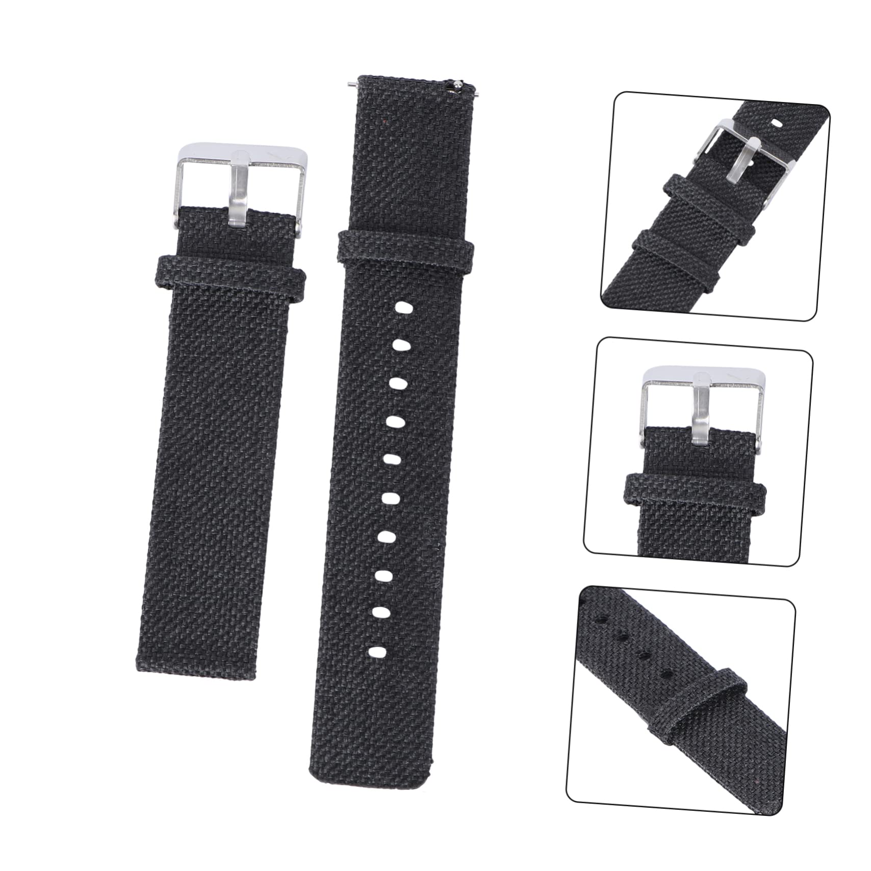 Artibetter Correa De Repuesto Para Reloj Inteligente 3 Unidades 20 Mm De Nailon De Lona ​​cómoda Y De Liberación Rápida Color Negro.