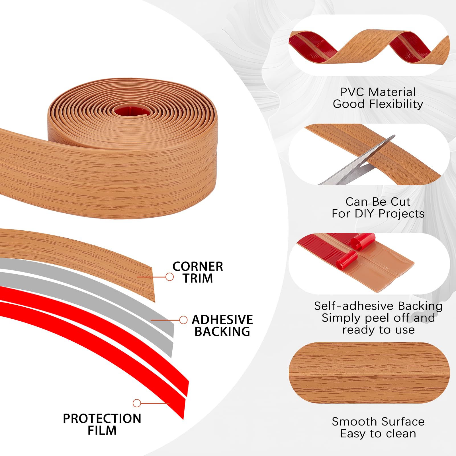 NICENEEDED Wall Corner Protector, Peel and Stick Wall Molding Trim Flexible Corner Guard Edge Protector - Image 4