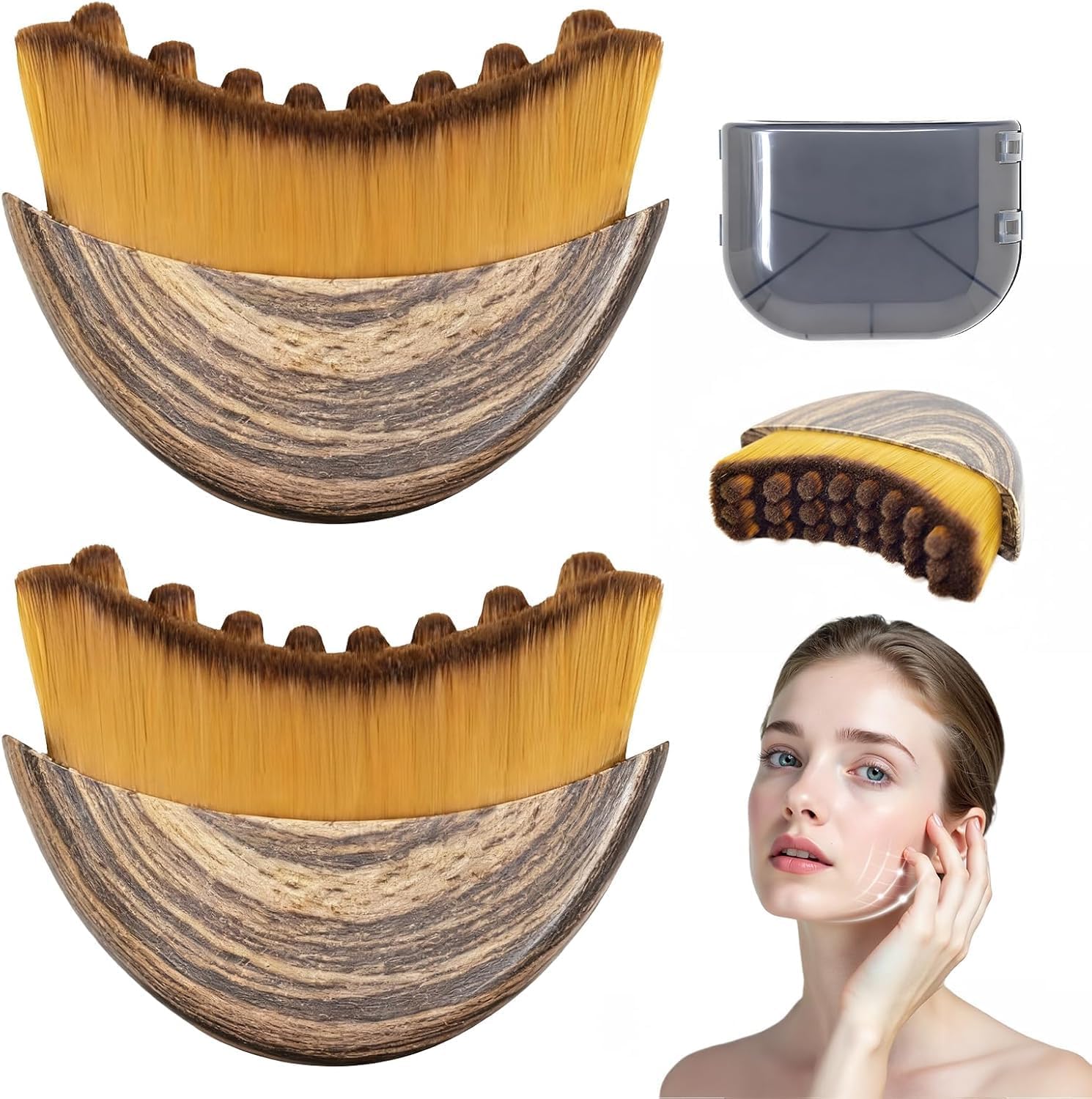 2PCS Lymphatic Drainage Brush, Lymphatic Contour Face Brush, Chin & Jawline Sculpting, Lymphatic Drainage Massager, Ergonomic Design, Fit The Skin Precisely and Relieve Fatigue