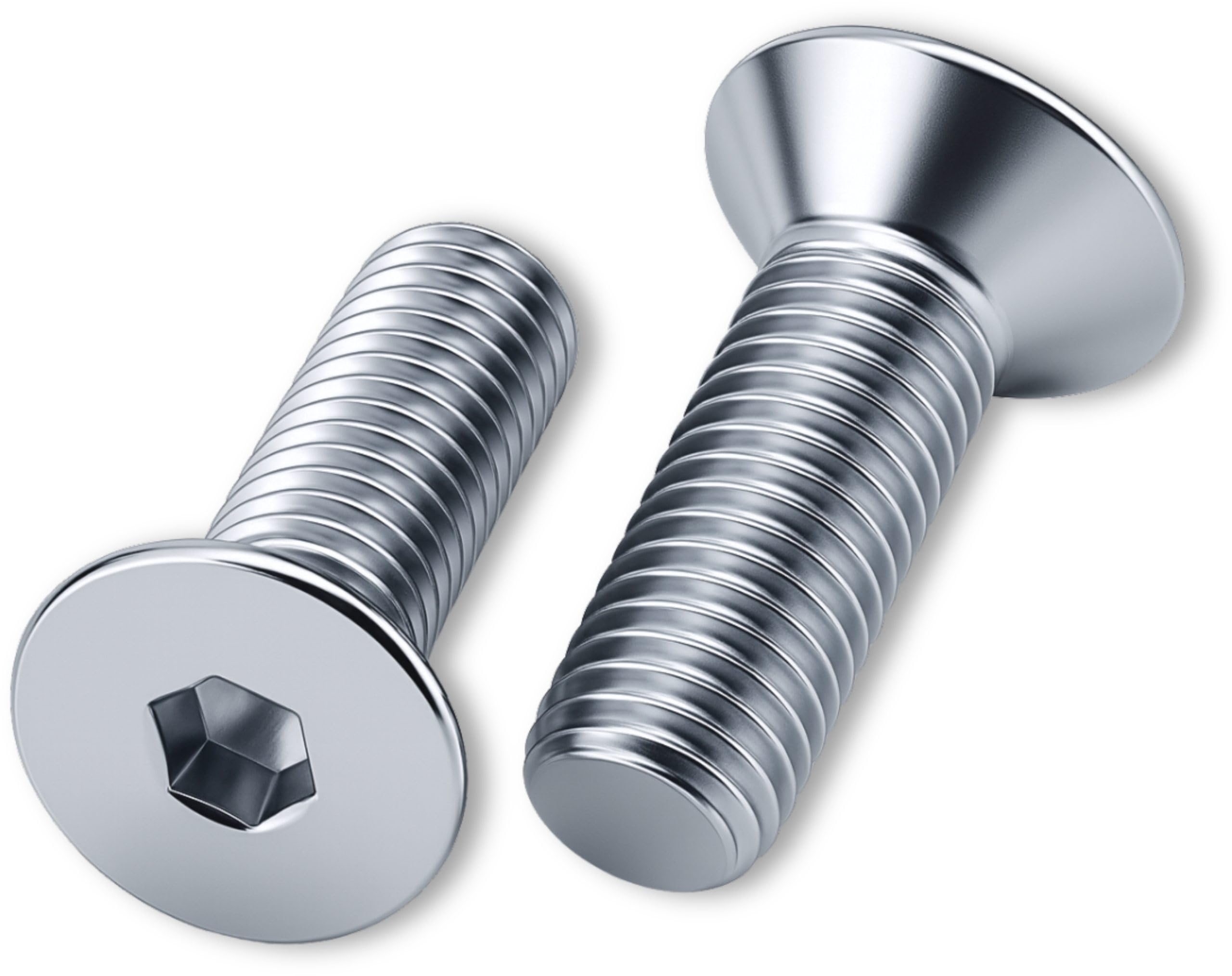 HEXATON Tornillos Avellanados - M6 x 18 mm - 100 Piezas - Cabeza Plana y Hexágono Interior - Rosca Métrica Completa - Acero Galvanizado