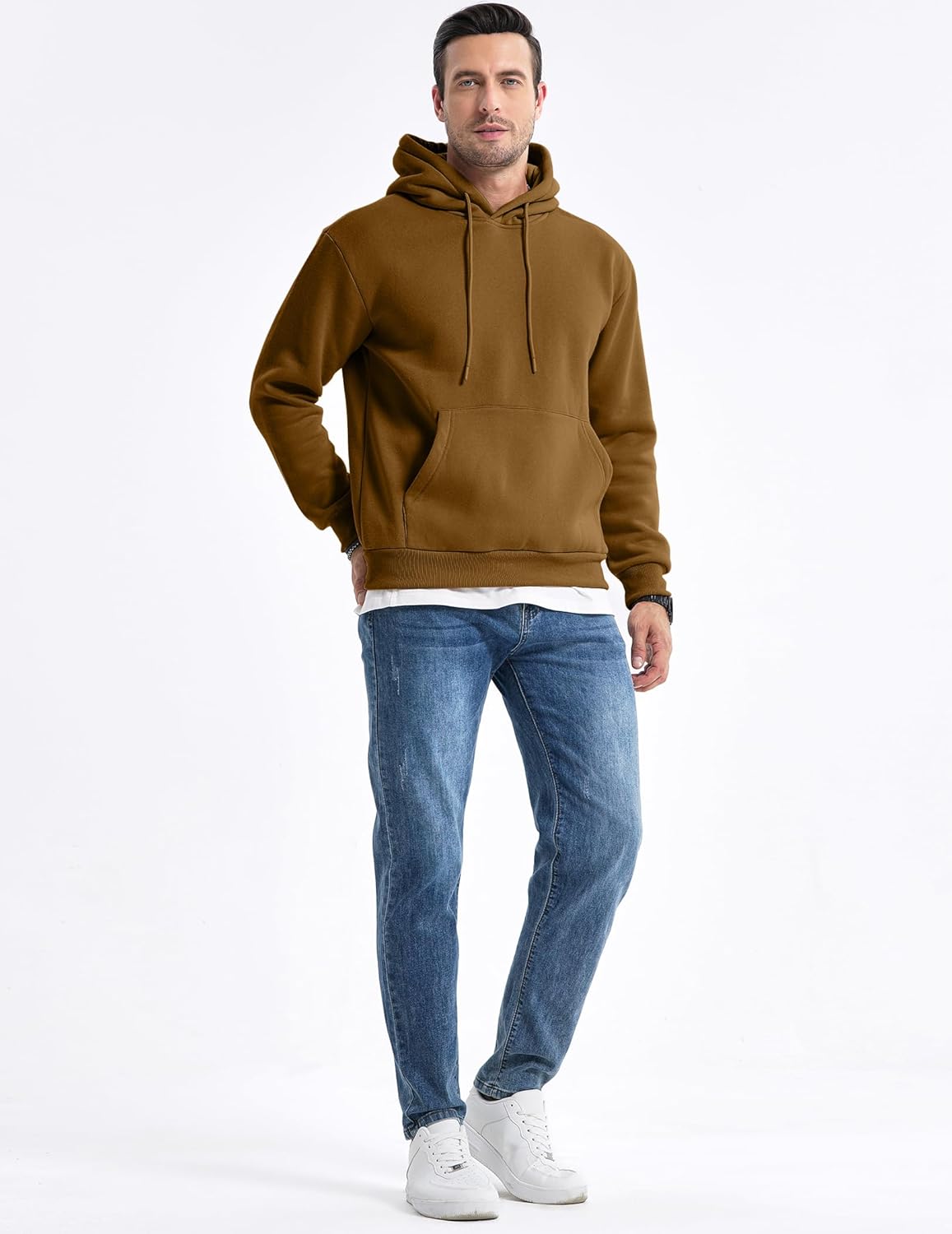 JMIERR Mens Casual Cotton Hooded Collar Drawstring Hoodies Pullover Sweatshirts Casual Long Sleeve Shirts - Image 9