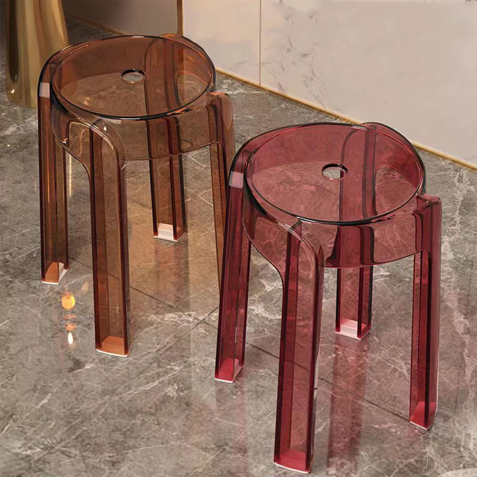 Junpllvic Counter Stool Clear Acrylic Bar Stool,Stackable Counter Height Barstool,Modern Transparent Bar Chair, Backless Kitchen Patio Stool for Dining Room Living Room Indoor Outdoor