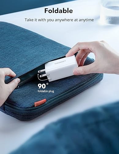 Miniatura 7 de Cargador de pared USB C, cargador USB C multipuerto THREEKEY de 65 W, bloque de cargador rápido plegable compatible con MacBook Pro/Air, Surface