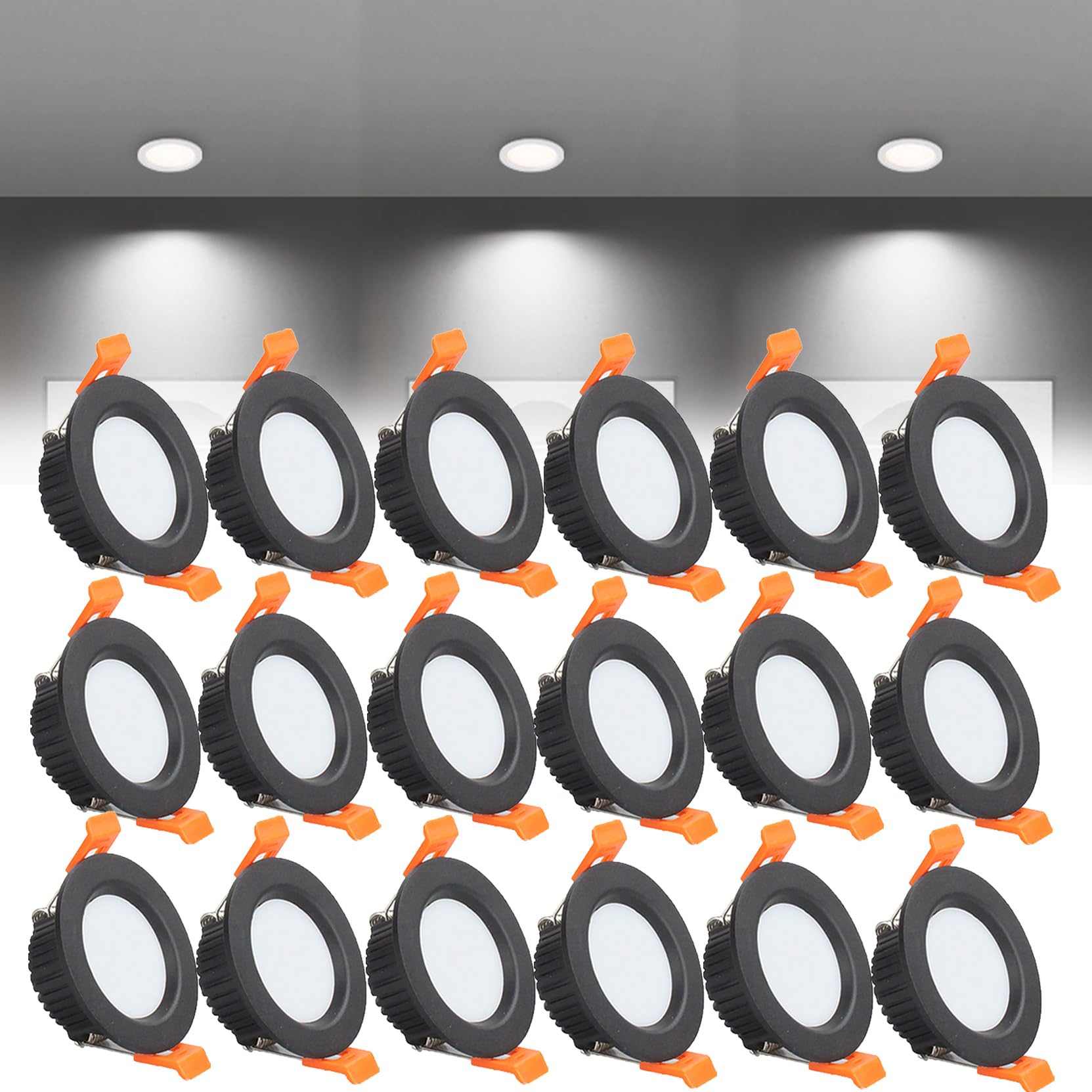 Syibelters 5W LED Recessed Ceiling Lights 100mm, Cold White 6000K 5W 240LM, Cut Φ70-75mm, AC110-240V Ultra Slim Downlights, LED Panel Light for Living Room Hallway, 18 Pack