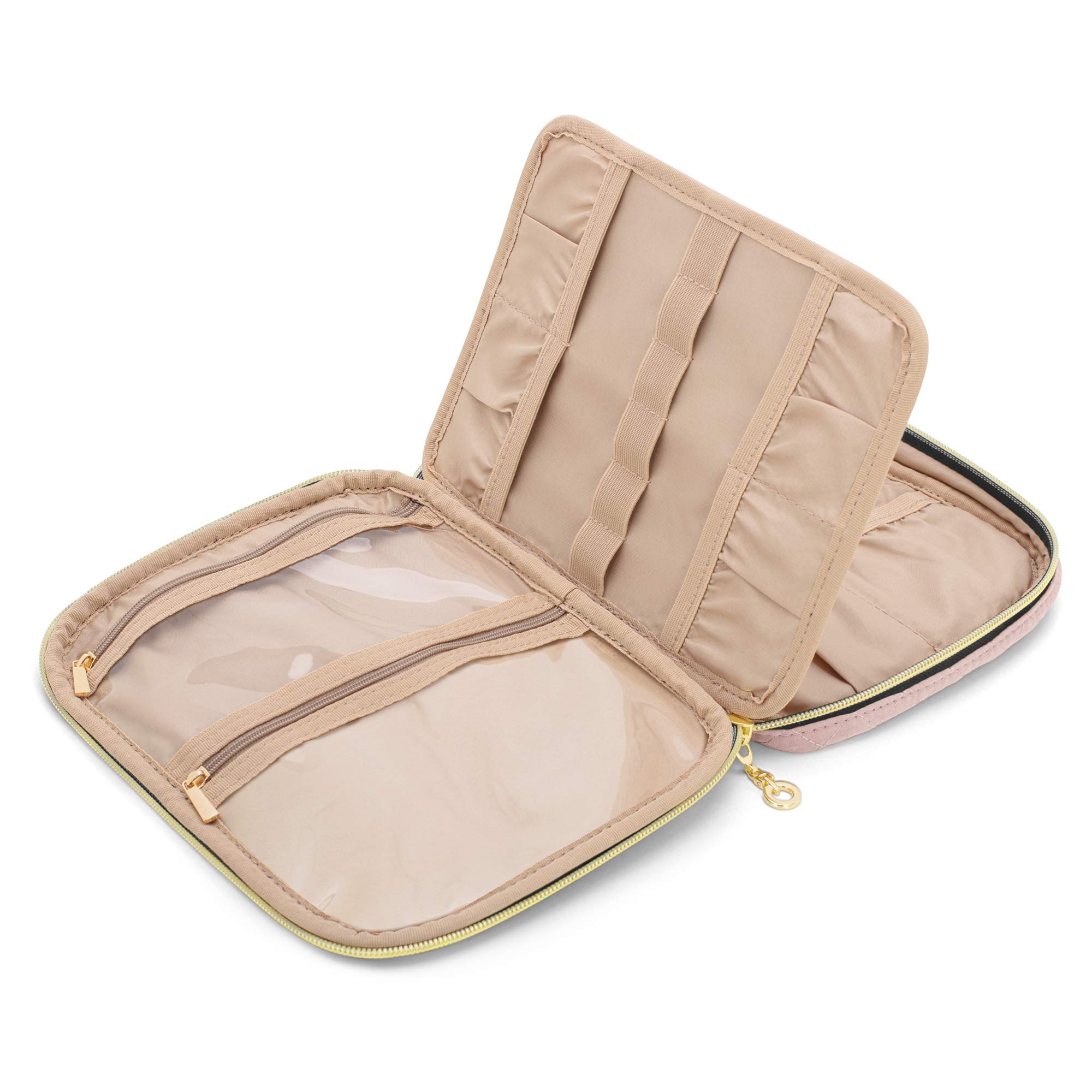 Yarwo Tas voor breinaalden, organizer voor breinaalden (tot 20 cm) met meerdere zakken voor breiaccessoires, beige roze (alleen tas Yarwo Tas voor breinaalden, organizer voor breinaalden (tot 20 cm) met meerdere zakken voor breiaccessoires, beige roze (alleen tas