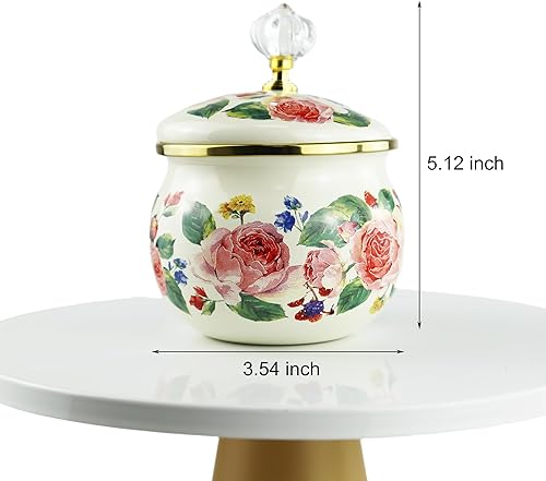 Miniatura 6 de Azucarero esmaltado floral dorado étnico tarro de condimento vintage para té, caja de especias, caja de almacenamiento retro para café, caramelo,