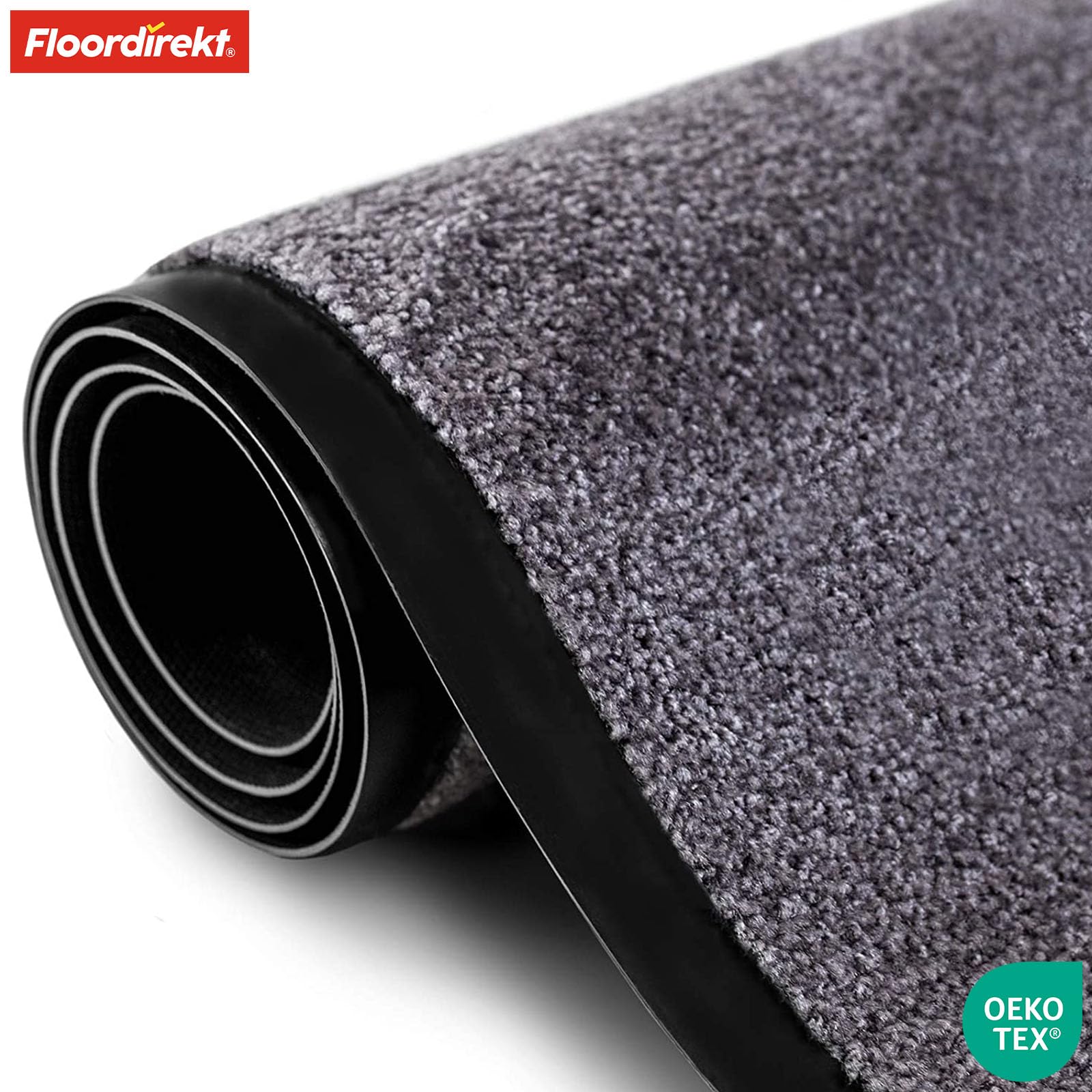 Floordirekt Schoonloopmat Rhine, wasbare en effectieve vloermat, vuilvangmat met antislip achterkant, deurmat in vele maten en kleuren, oker-zwart (gemêleerd), 90 x 120 cm