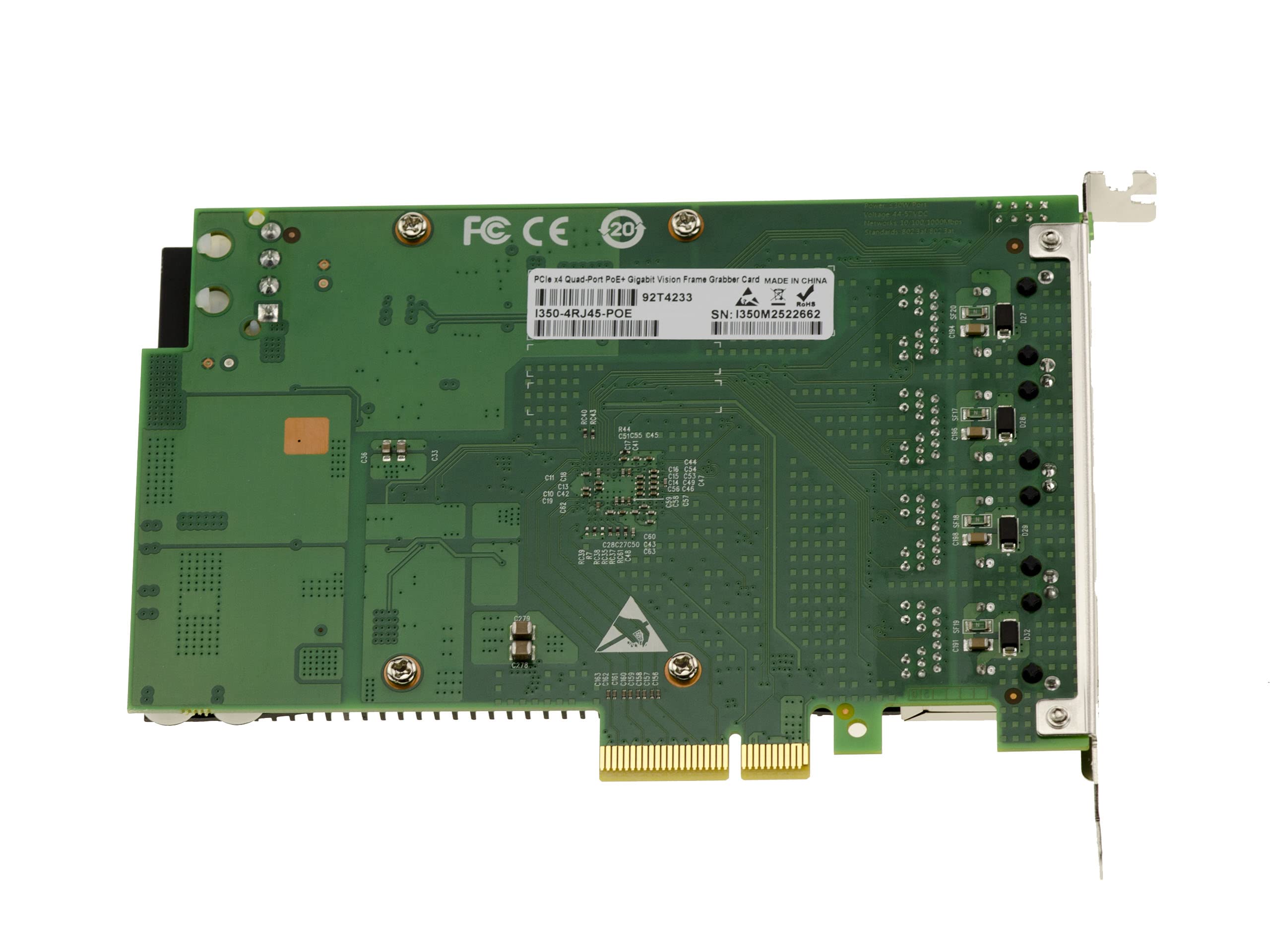 KALEA-INFORMATIQUE Scheda controller di rete con 4 porte LAN Gigabit Ethernet RJ45 su PCIe x4. Power Over Ethernet PoE+ 30W con chipset Intel I350