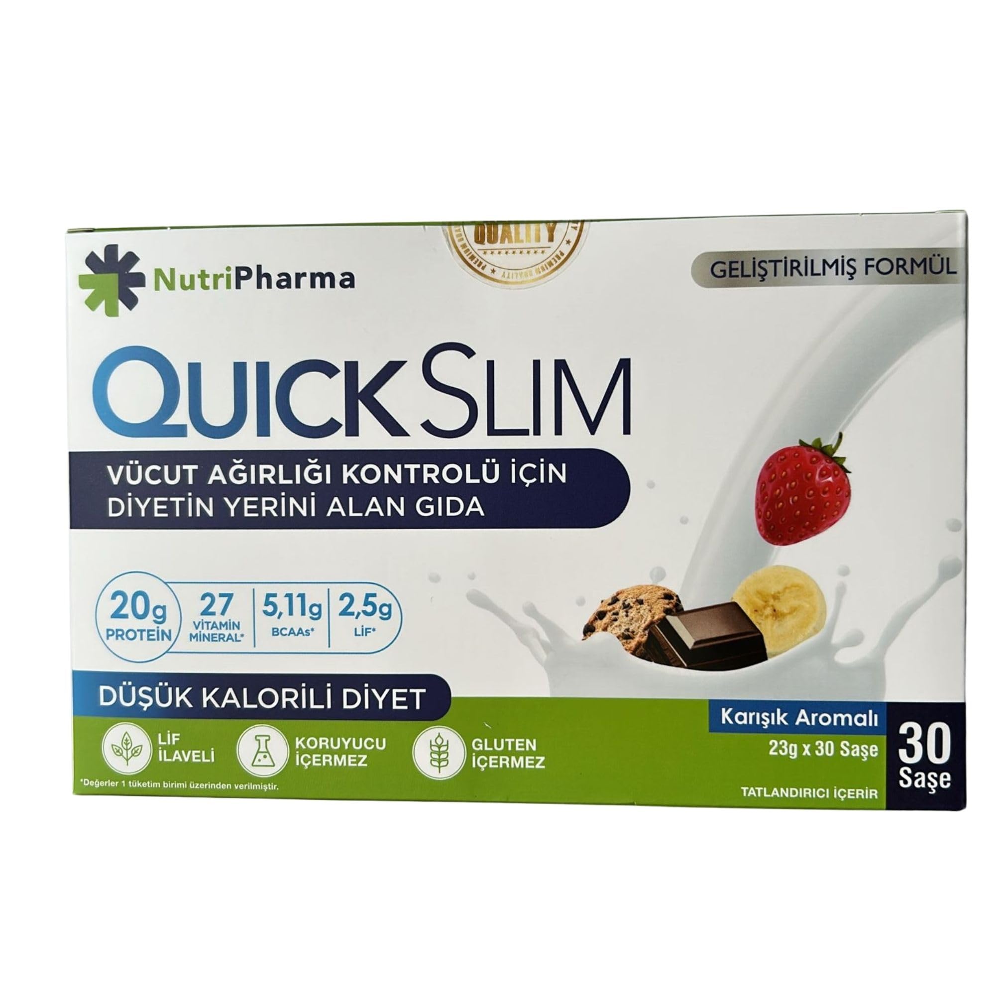 Frullato Sostitutivo Del Pasto Quick Slim per la Perdita Di Peso, 30 Pasti, 20 g di Proteine, 27 Vitamine e Minerali, Fibre Alimentari, Senza Glutine (Pacchetto varietà)