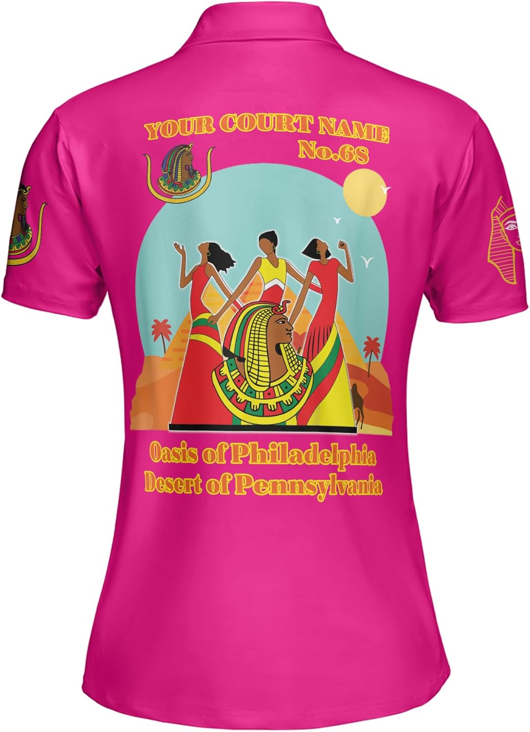 Custom Name DOI Orange Queen Shriners Aeaonms 3D Women's Polo Shirt S-5XL