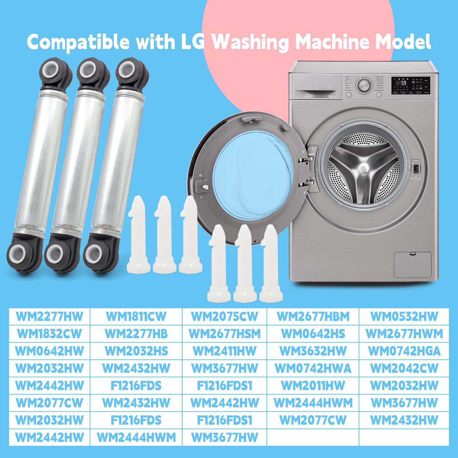 3 Stück 383EER3001E Unterlegscheiben-Stoßdämpfer-Ersatz für LG Waschmaschine Modell WM2277HW WM1811CW WM2075CW Ersatz 4901ER2002B AH3522309 AP4436949 1267433 EA3522309 PS3 522300 9