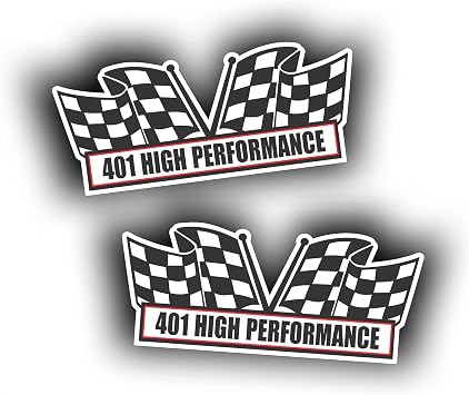 2X Engine, Window, Air Cleaner, Decal Sticker 401 High Performance Compatible with AMC AMX Classic Muscle Race Car, 5 1/2 x 2 1/4 inch