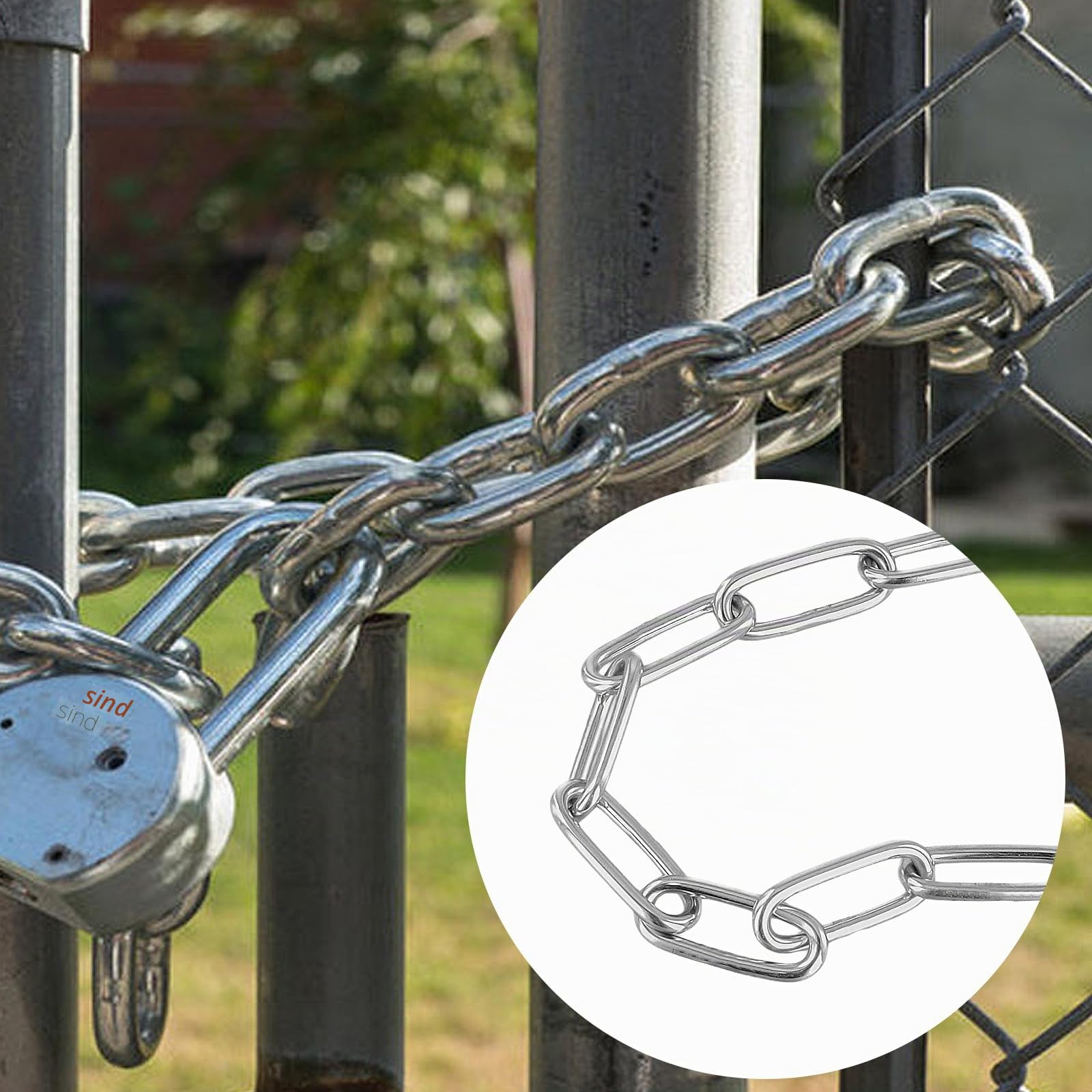 2 Stück 3mm Edelstahlkette 5m lang, Stahlkette Meterware Metallkette, Geschweißte Kettenglieder Gliederkette Edelstahl Ketten für DIY Hängekette, Wäscheleine, Aufhängen - 80kg Belastung