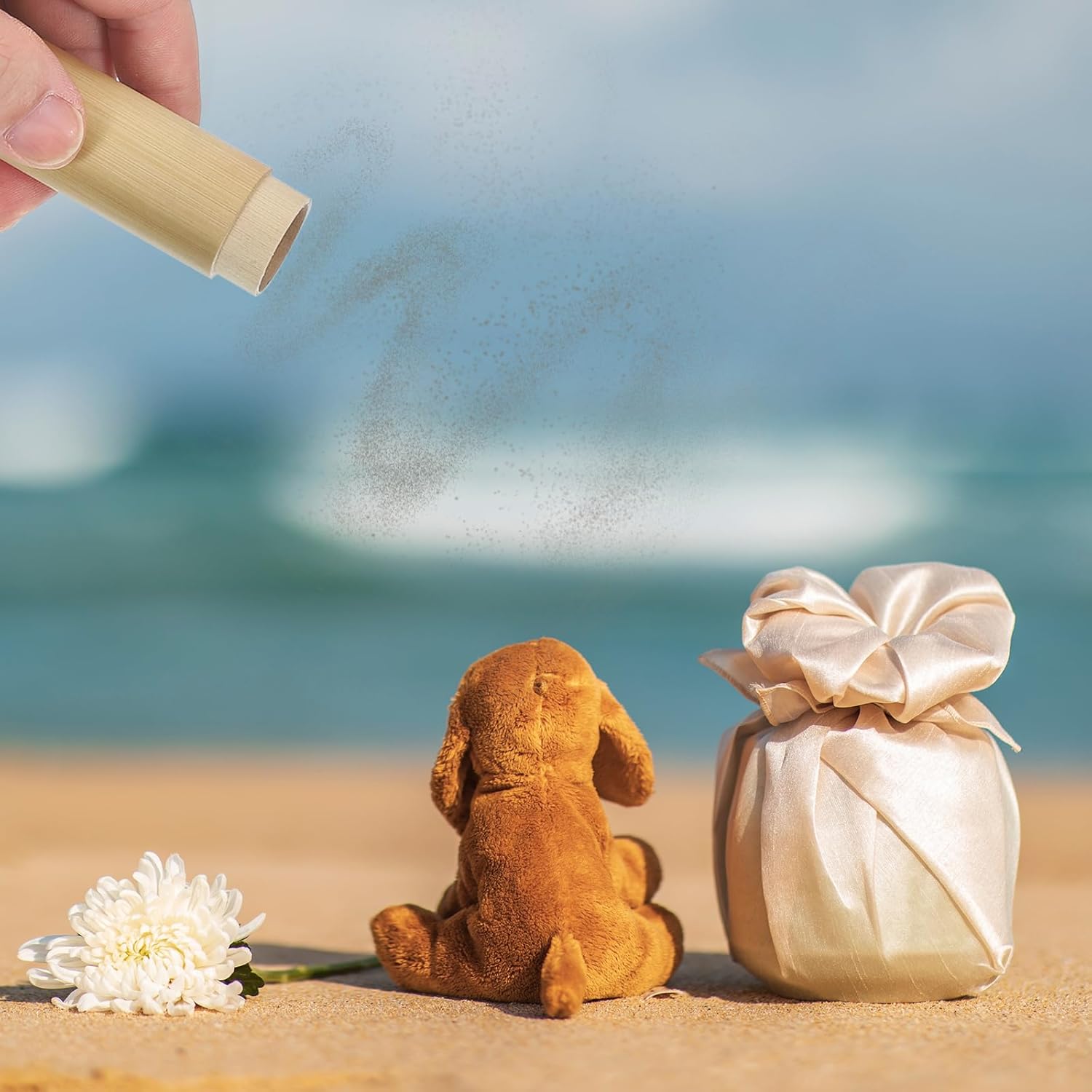 uxcell Bamboo Scattering Urn, 5.1" x 1.2" Small Cremation Tube with Lid Mini Keepsake Brown for Male Female Pet Dog Brown - Image 6