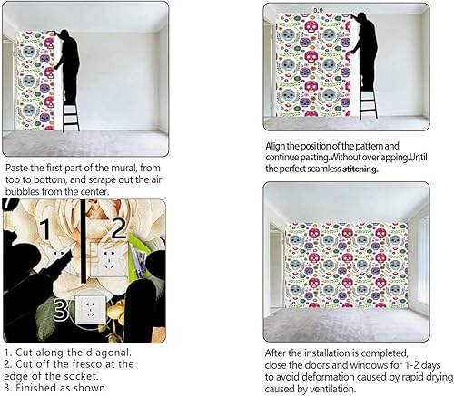 Miniatura 4 de YANFENQI Papel tapiz para pared de sala de estar, decoración mexicana, papel tapiz para cocina, decoración de pared, papel de gabinete versátil para