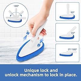 Qaestfy Shower Bathtub Tub Tile Scrubber Cleaning Brush with 51\'\' Handle, 5 Non-Scratch Scouring Pads, Adjustable Long Handled Scrub Brush for Cleaning Shower Bathroom Vessel Sinks Toilet Wall Floor