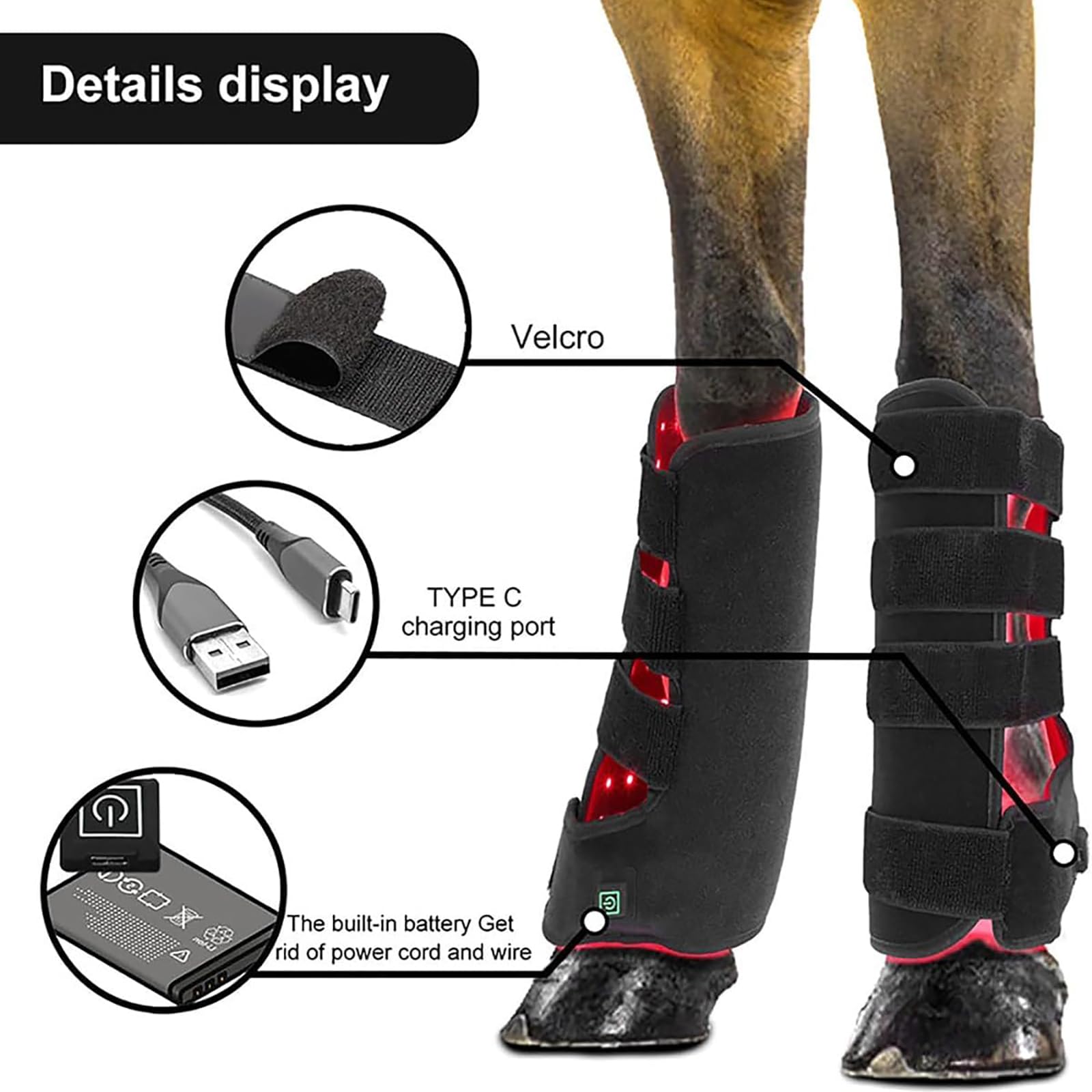 Equipo luz roja LED para terapia patas de caballos, botas terapia equina