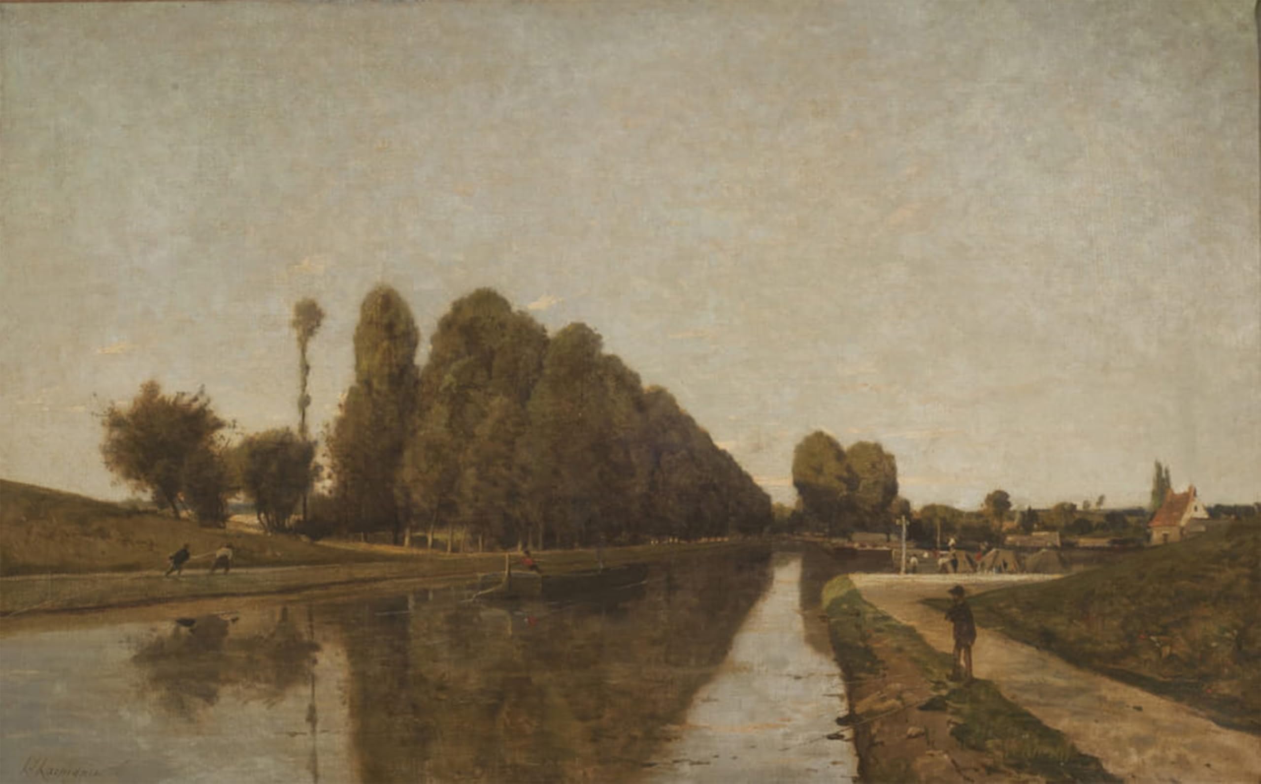 RZHRHJES Vintage Wall Art Picture on Canvas Wall Art Poster the Briare Canal by Henri Harpignies Canvas Poster for Office Decor 60x90cm