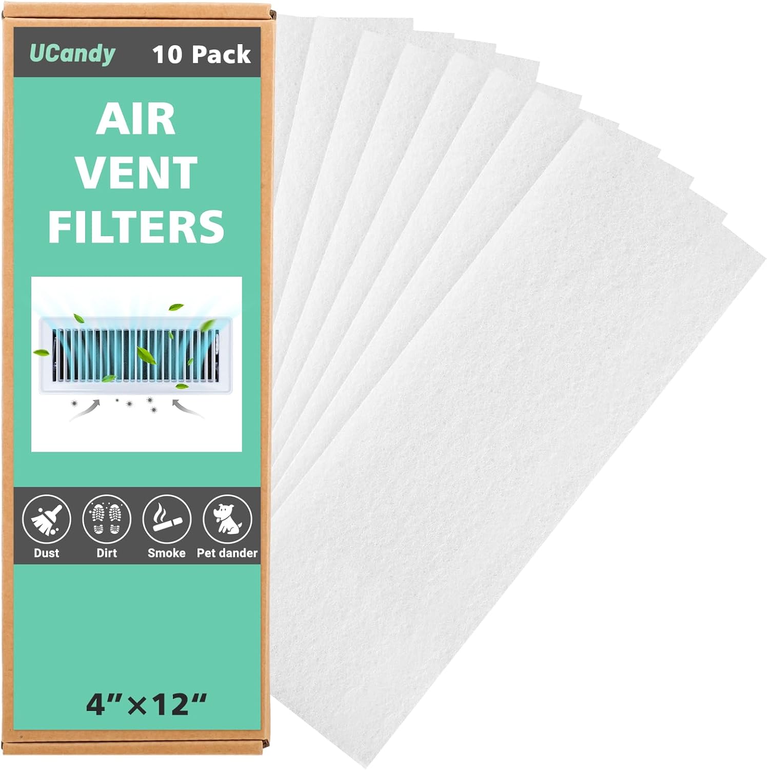 4"x12" Activated Carbon Air Vent Filters for Home, 10 Pack Dust Control Activated Charcoal Floor Vent Filters Air Filter Freshener for Home Vents to Purify Indoor Air