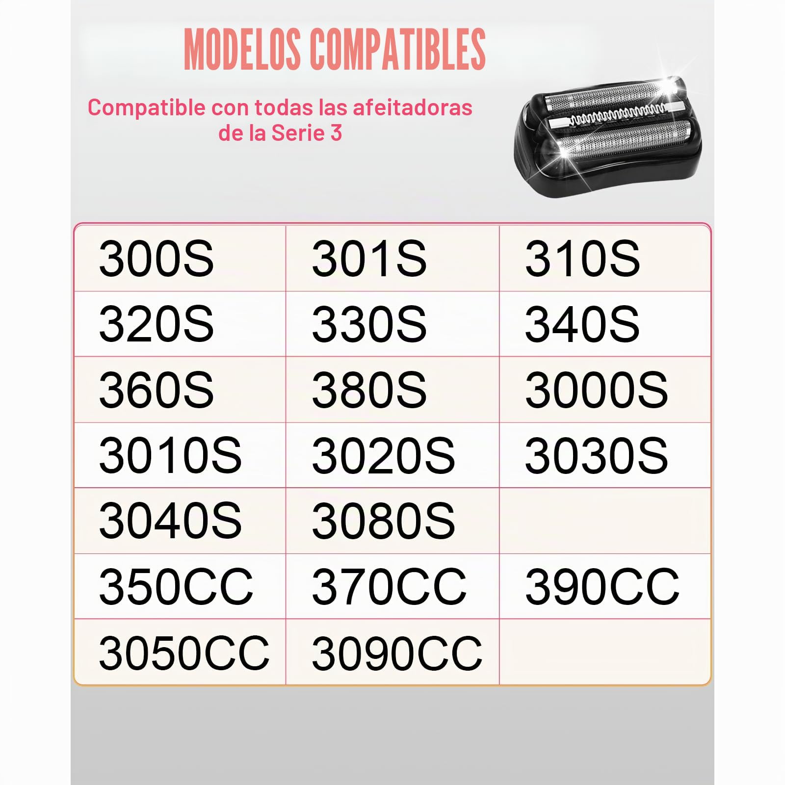Cabezales de repuesto 21B compatibles con Braun S3 Series 3,Paquete de 2 | para 3040s 3000s 3050cc 3010s 3070cc 3080s 3090s 310s 3020s 330s 370cc-4 380s-4,Paquete de 2