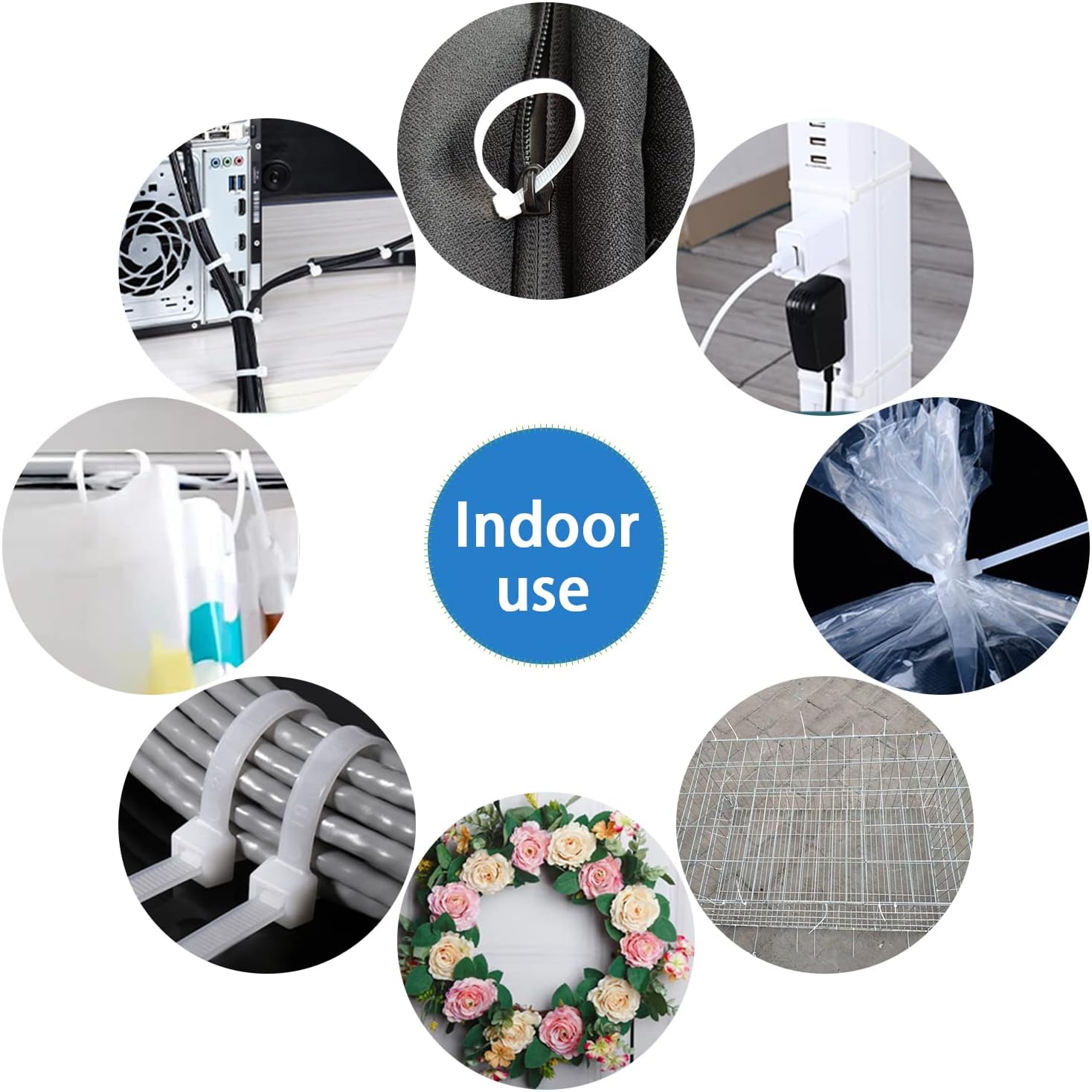 Zip Ties Heavy Duty 12 Inch White Cable Ties, 120 Pounds Tensile Strength, Large Strong Tie Wraps for Indoor and Outdoor Use, UV Resistant, 100 Pack