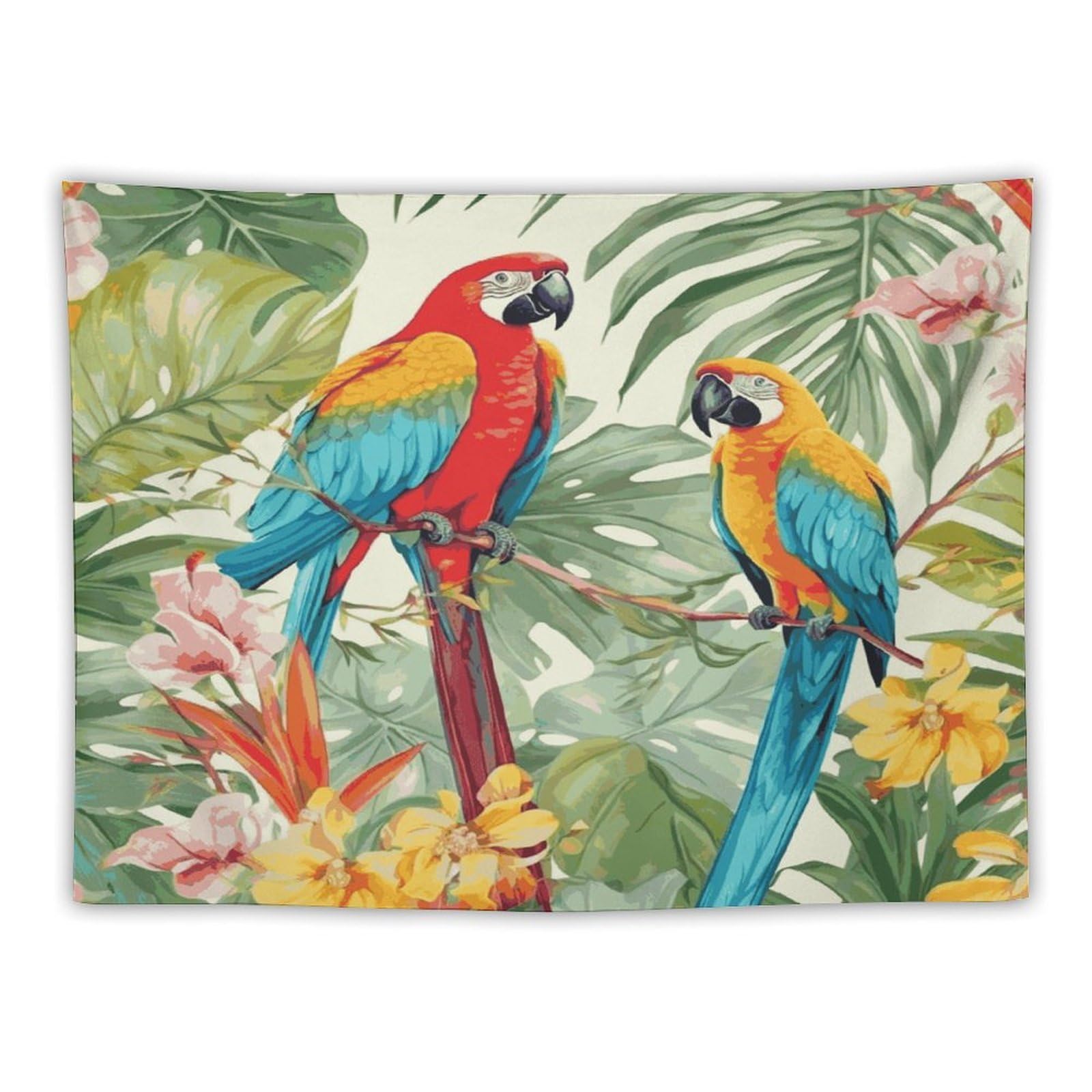 LDGSUPH Tropical Plants And Parrots Tapestry Wall Hanging Decor Anti-fading Aesthetic Wall Tapestries Fashion Wall Blanket Decor Modern Wall Art Tapestry for Bedroom Home Decor 30"x40"