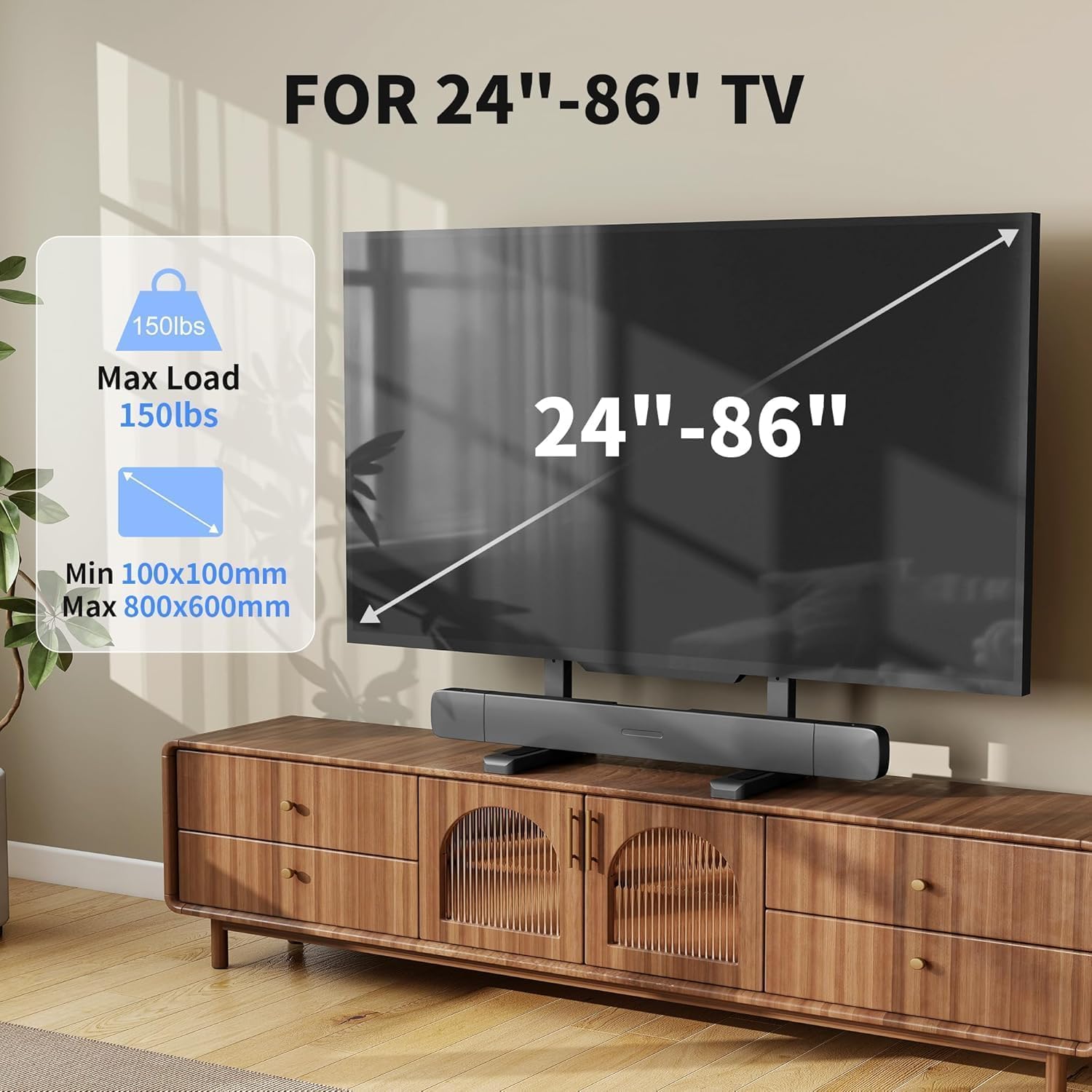 XINLEI Soporte universal de TV grande para la mayoría de televisores de pantalla plana y curvada de 24 a 86 pulgadas, base robusta de TV, soporta hasta 68 kg, máx. VESA 800 x 600 mm, para salón ML3286