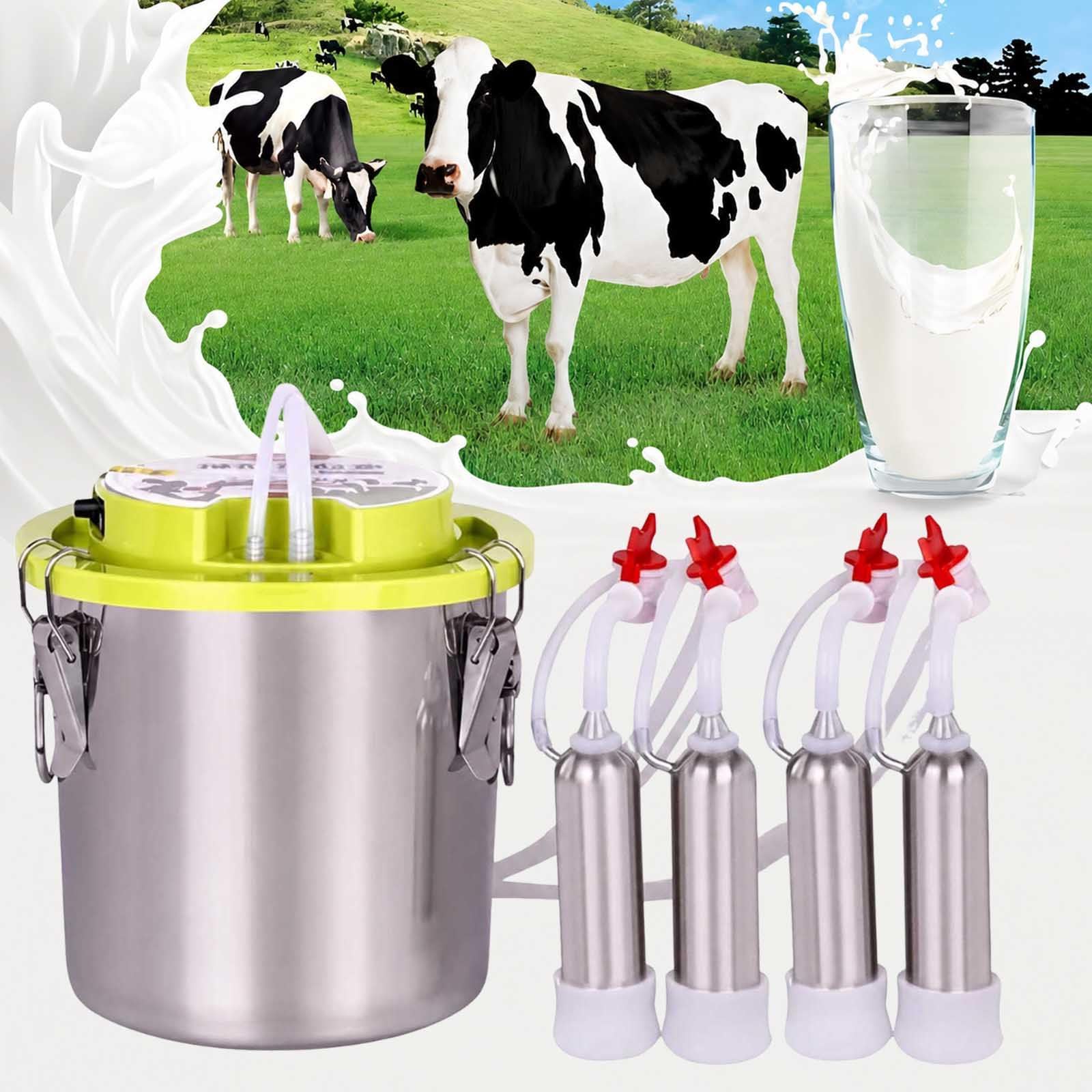 aromaoveite Portable Cow Milking Machine, 48w Electric Cow Milker With Adjustable Pulsation And Auto Stop, 12l/16l Stainless Steel Bucket, Easy-Clean Dairy Farm Equipment 12L-B