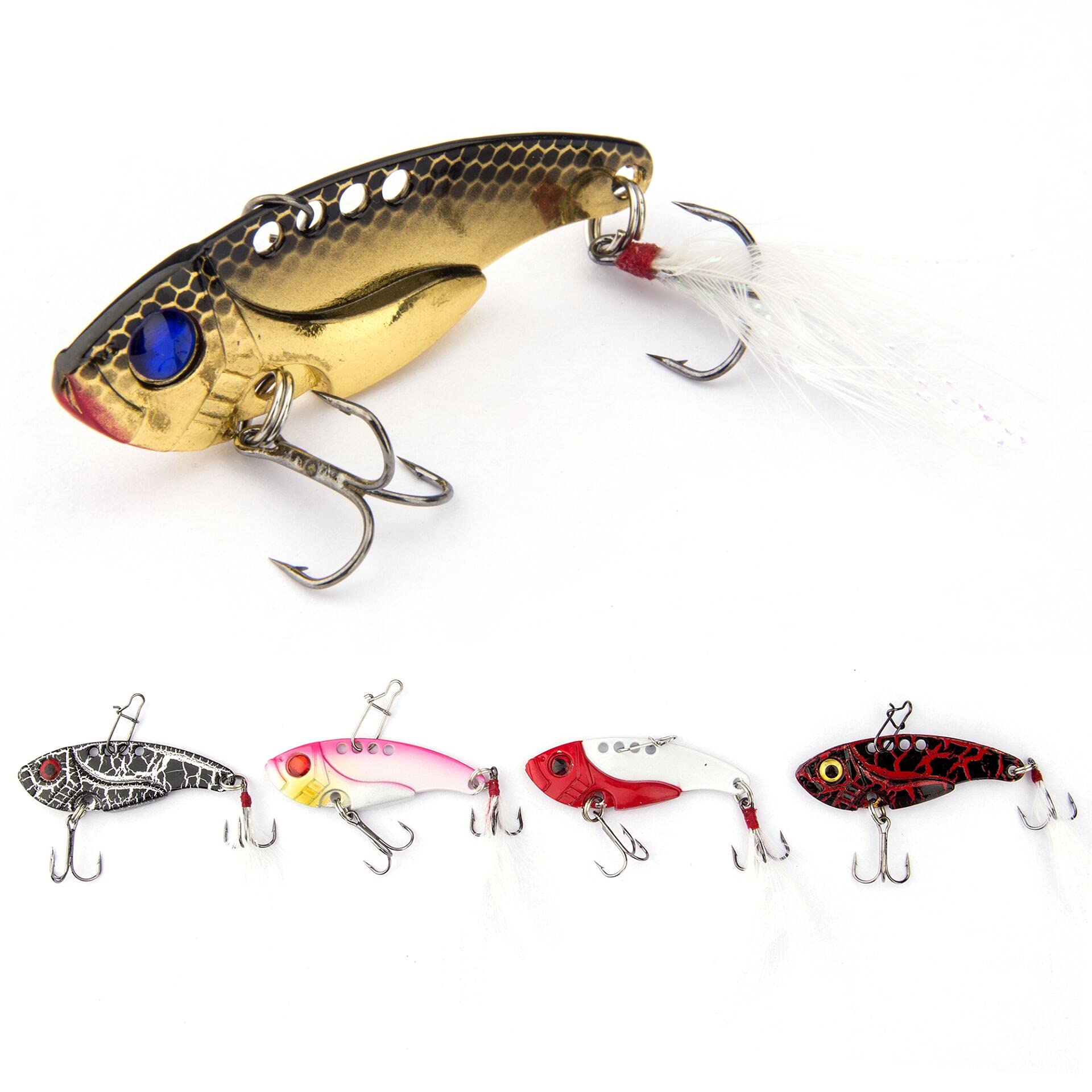 Buy 5PCS Fishing Lures Rooster Tail Metal VIB Hard Spinner Blade