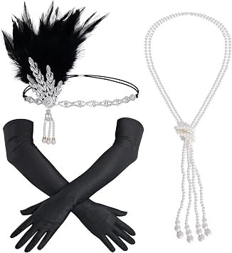 choyaxo 1920s Flapper Headpiece Set Roaring 20s Headpieces for Women