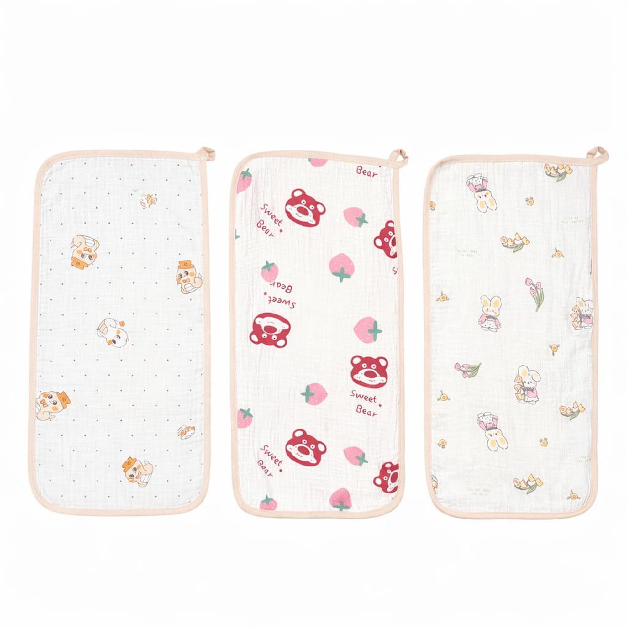 Hi Mom Baby Burp Cloth Set of 3 Muslin Cotton Burpy Bibs for Newborn Babies Ultra Soft Absorbent Feeding Shoulder Cloth Reusable Spit Up Cloths Baby Essentials for Boys Girls - Cream Color 1-image-47