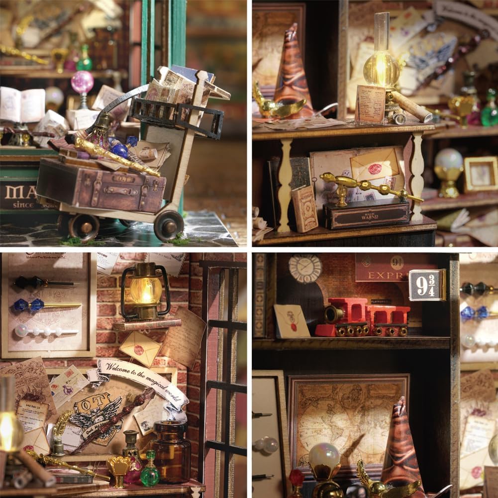 Kit fai da te in miniatura per casa delle bambole con casa delle bambole magiche europee vintage in legno, kit per casa di legno fatto a mano, regalo creativo