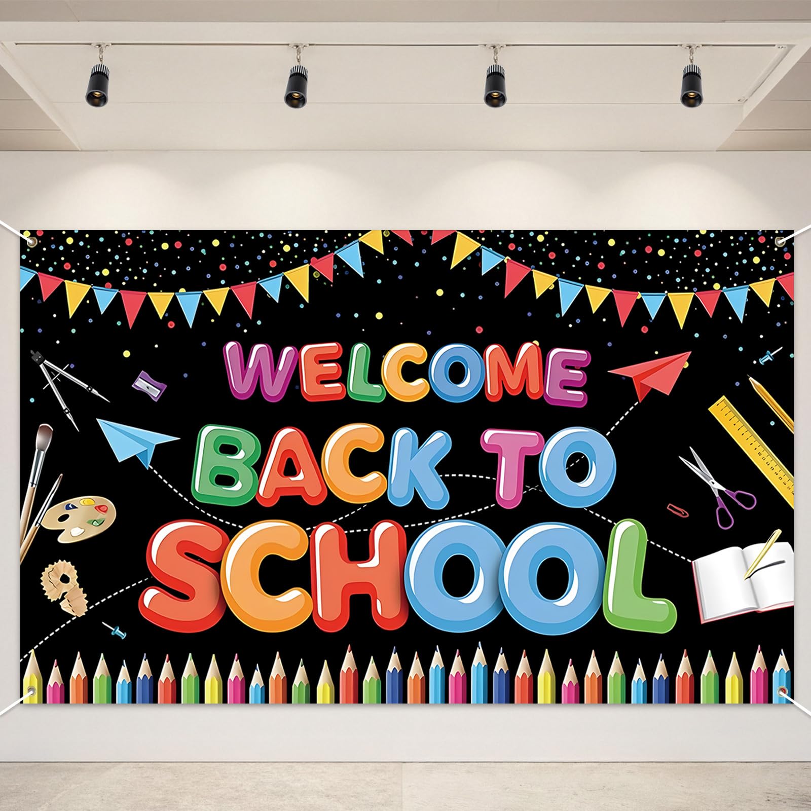 Back To School Decorations Banner First Day Of School Party Sign, Back To Schools Wall Hanging Classroom Door, Hallway, Bulletin Board, And Schools Celebration Photo Booth 180x110 Cm