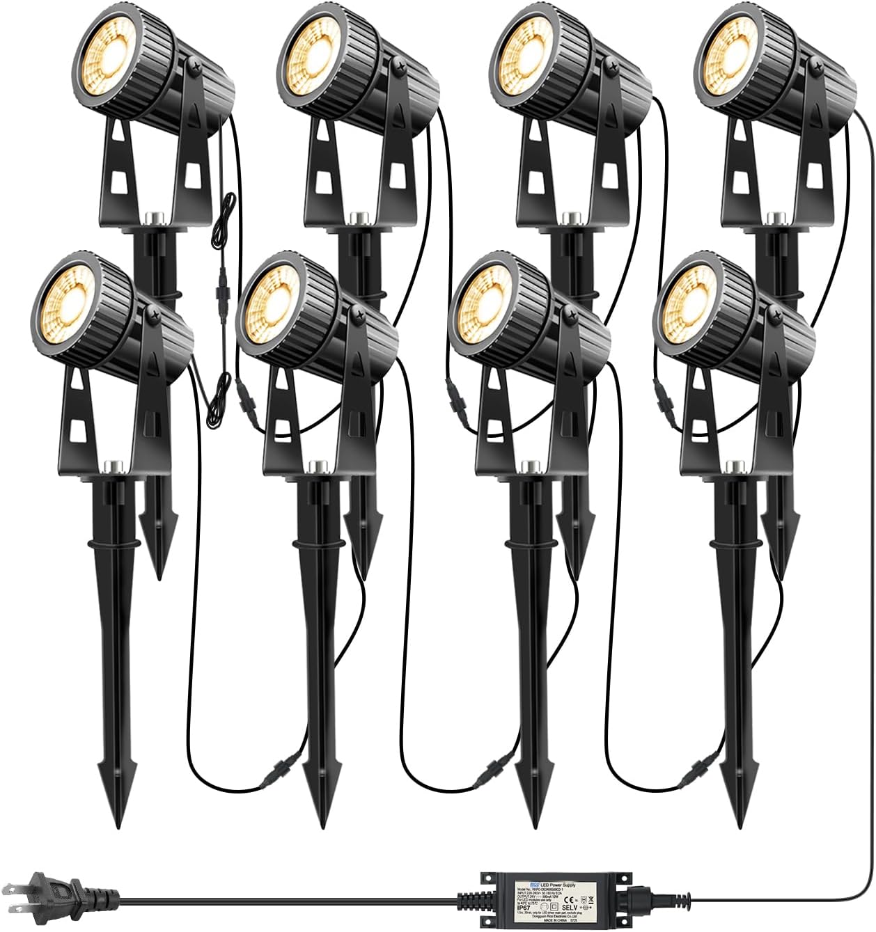 Smart Low Voltage Landscape Lights, Bluetooth Landscape Lighting, RGB Warm White LED Spotlights APP Control, 12V 24W Outdoor Yard Spot Lights with Spike Stand, Waterproof Garden Light Music Sync