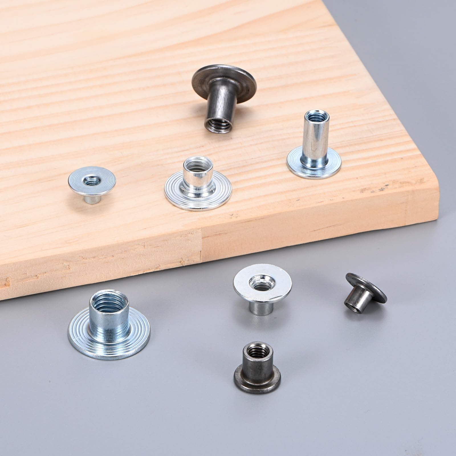 M METERXITY 50-Pack Dadi A T M5x8mm Zincati In Acciaio Al Carbonio Dado A T Base Rotonda Dadi Per Saldatura Foro Passante Hardware Per Mobili Flangia Filettatura Femmina Argento